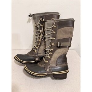 Sorel‎ Conquest Carly Tall Lace Up Brown Waterproof Winter Boots Womens 7